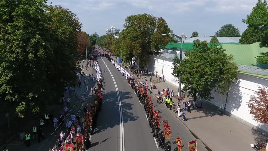 Religious procession in the center of Kiev. Anniversary of the baptism of Kievan Rus. 07.27.2017