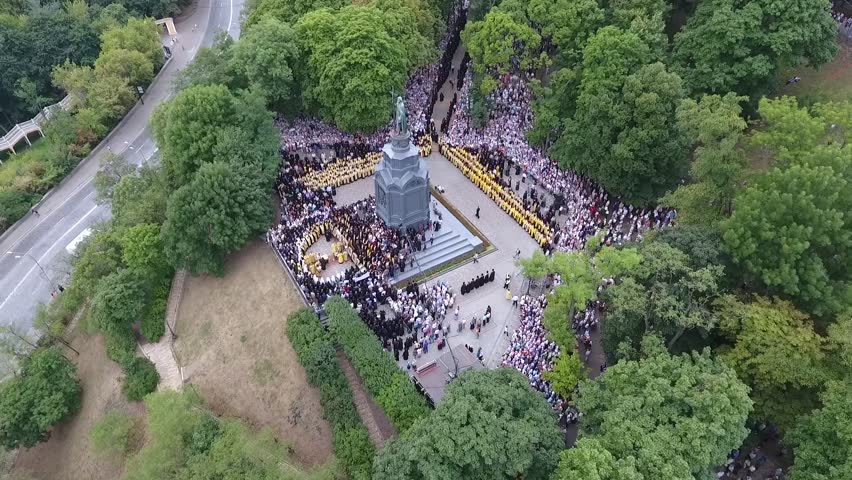 Religious procession in the center of Kiev. Anniversary of the baptism of Kievan Rus. 07.27.2017