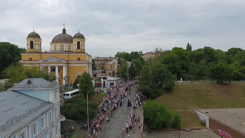 Religious procession in the center of Kiev. Anniversary of the baptism of Kievan Rus. 07.27.2017