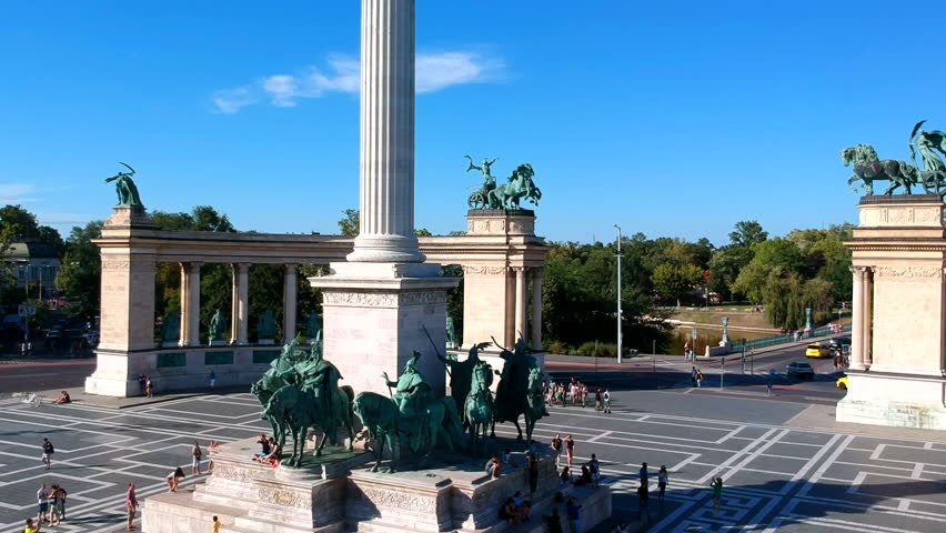 Column with Archangel Gabriel at Heroes Square in Budapest, Hungary