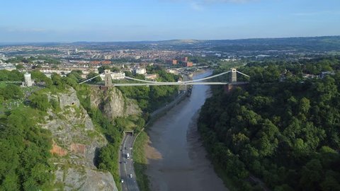 Aerial View of Bristol and Clifton Suspension Bridge over the River Avon
