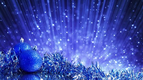 blue christmas balls and blinking particles loop