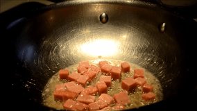  Pan frying ham and vegetables (High definition, HD 1080P)