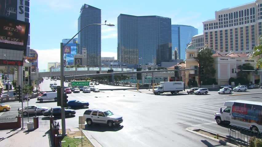 LAS VEGAS, NEVADA - CIRCA 2012 - Las Vegas Boulevard Strip with vehicles driving