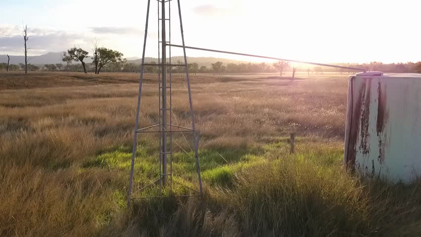 Windmill in the countryside of Queensland, Australia.
