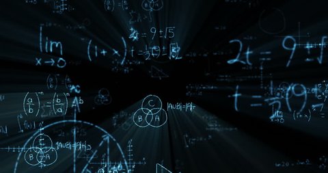 Digitally generated of math formulas on blackboard