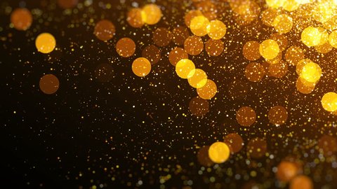 Gold magical blinking particles. Glitter glamour texture. Seamless loop abstract background.