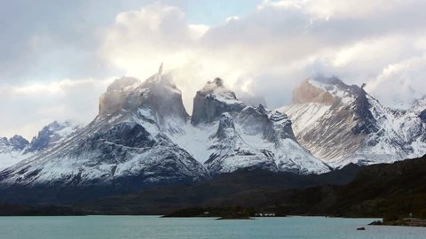 Stunning time lapse of Torres del Paine national park in Chile Stock Video