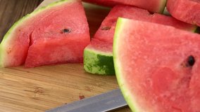 Fresh made Water Melon (rotating) as seamless loopable 4K UHD footage)