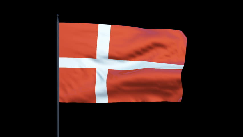 Denmark Flag Waving, Seamless Loop, Alpha