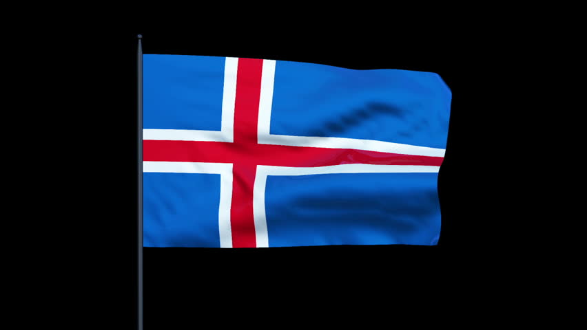 Iceland Flag Waving, Seamless Loop, Alpha