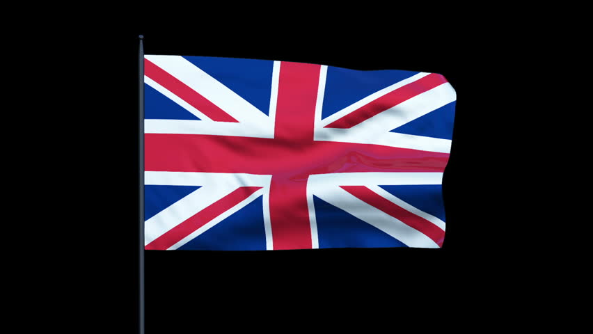United Kingdom Flag Waving, Seamless Loop, Alpha