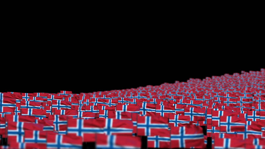 Norway Flags and Camera Fly Over, DOF