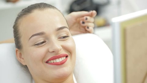 Microblading eyebrows work flow in a beauty salon