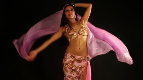 beautiful traditional oriental belly dancer studio shoot