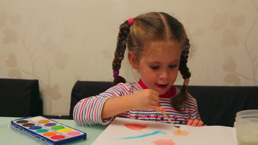 little girl paints - timelapse