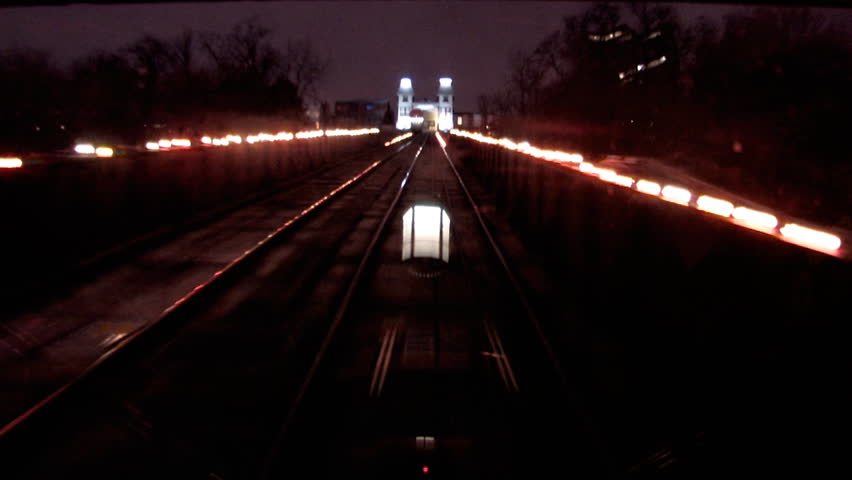 Time-lapse shot of riding up the Duquesne Incline at night.