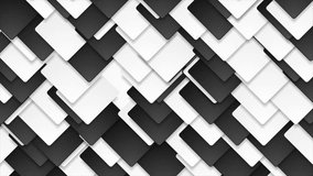 Contrast black and white abstract squares motion design. Seamless looping. Video animation Ultra HD 4K 3840x2160
