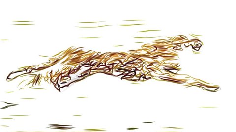 cheetah running pencil draw cartoon animation seamless endless loop \ new quality unique handmade dynamic joyful colorful video animal cat footage

