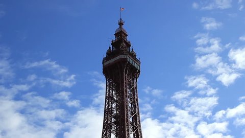 Skyline of the Blackpool Tower - time lapse