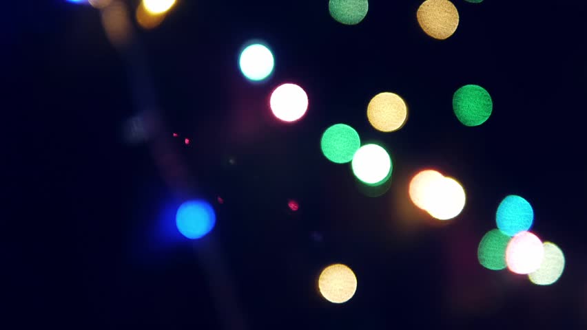 Christmas lights of garland in dark room