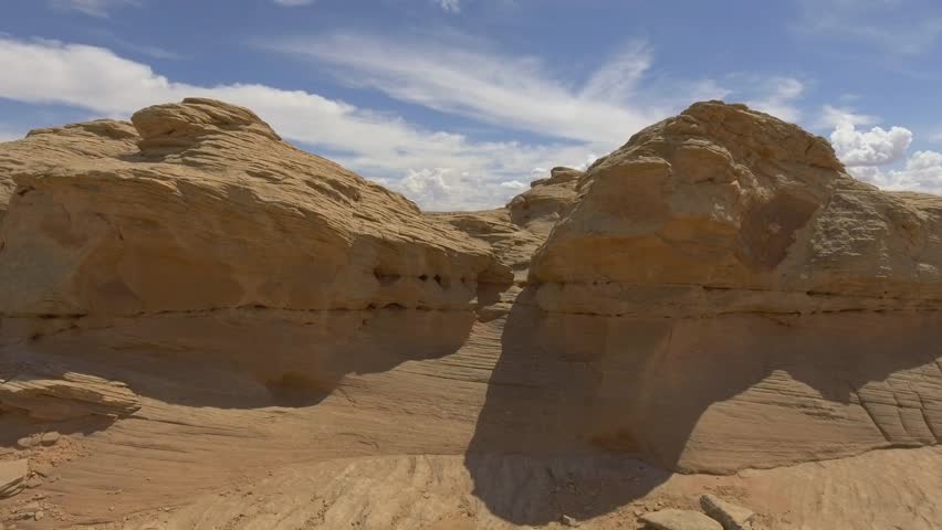 Aerial view of barren desert sandstone formations