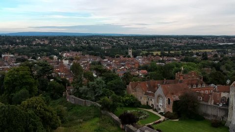 Aerial capture of Farnham Park and town centre in Surrey