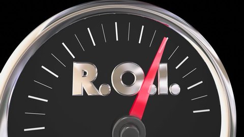 ROI Level Gauge Speedometer Return on Investment 3d Animation