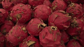 Pitaya or pitahaya sold in the supermarket stock footage video