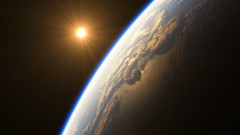 Amazing Sunrise Over The Earth. View Of Planet Earth From Space. 4K. Ultra High Definition. 3840x2160. Realistic 3d Animation. (You Can Speed Up This Animation For Your Projects).