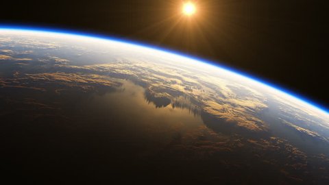 4K. Amazing Sunrise Over The Earth. View Of Planet Earth From Space. 3840x2160. Realistic 3d Animation. Ultra High Definition. (You Can Speed Up This Animation For Your Projects).