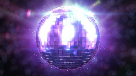 Beautiful Disco Ball Spinning seamless with flares. Loop-able isolated Mirrorball. HD 1080.
