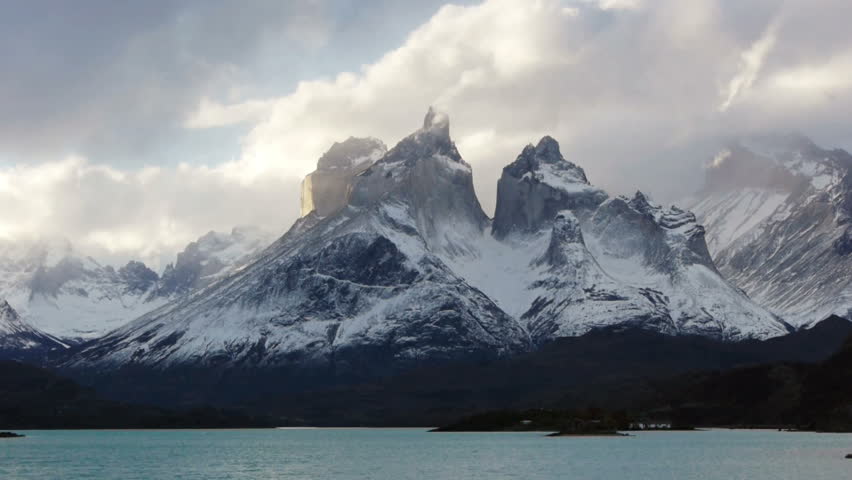 Time lapse of Los Cuernos in Torres del Paine national park in southern Chile