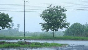 Video rain car road


