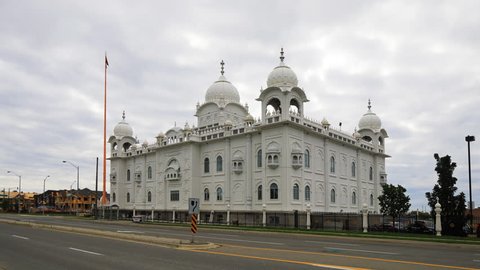 BRAMPTON, ONTARIO/CANADA- AUGUST 16, 2017: 4K UltraHD Timelapse of Gurdwara Dashmesh Darbar Sikh temple in Brampton, Canada [Brampton]