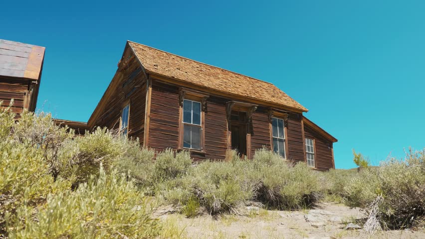Bodie ghost town video, an abandoned countryside, decay gold wild west house, Bodie State Historic Park, California USA
