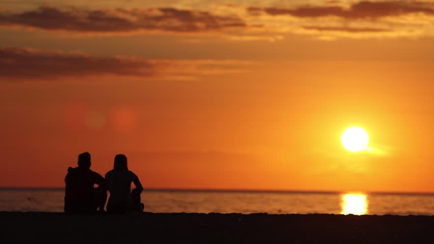 Couple Watching Sunset Stock Footage Video (100% Royalty-free) 29906893