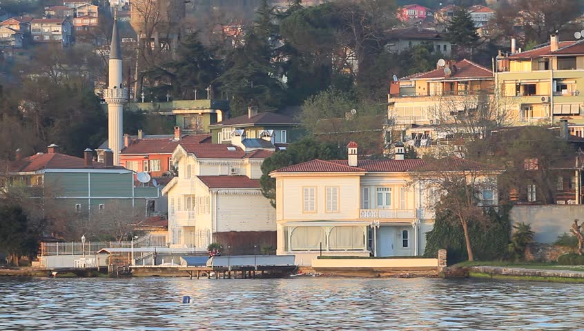 Waterside houses along Bosphorus. Pasabahce, Istanbul.

