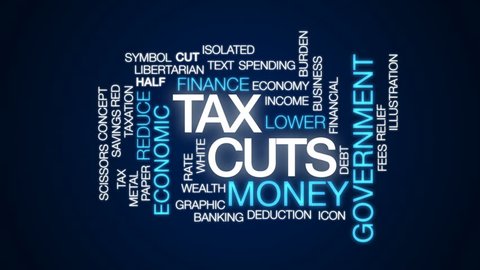 Tax cuts animated word cloud, text design animation.