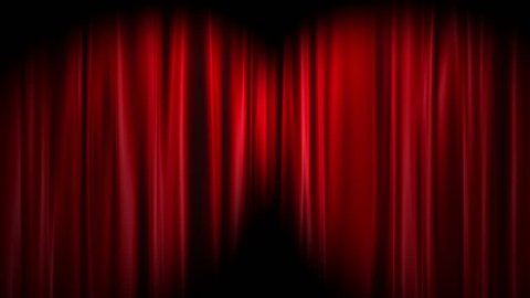 Red Curtains open, white background 