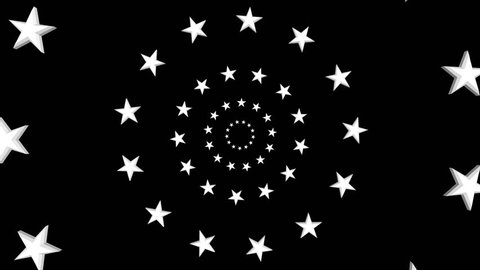 Into Circles of Stars with Any Background. Rendered with an alpha channel. Thirteen stars in circles slowly spin in and pass by in a continuous 4K loop.  One star for each of the original colonies.