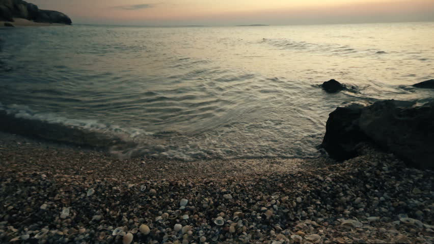 Slow motion sea waves in dark