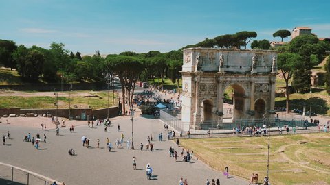 Rome, Italy - June, 2017: Arc de Triomphe near the Roman Colosseum