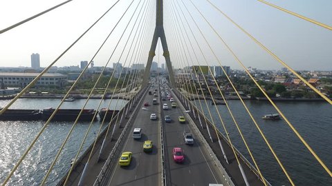 Flying through the Rama 8 bridge, Bangkok, Thailand