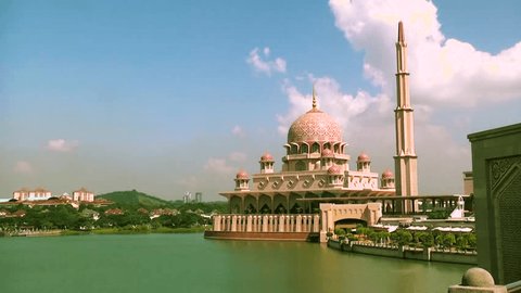 Masjid Putra or Putra Mosque, Putrajaya, Malaysia. Footage scenery of Putrajaya Mosque or Masjid Putra 
