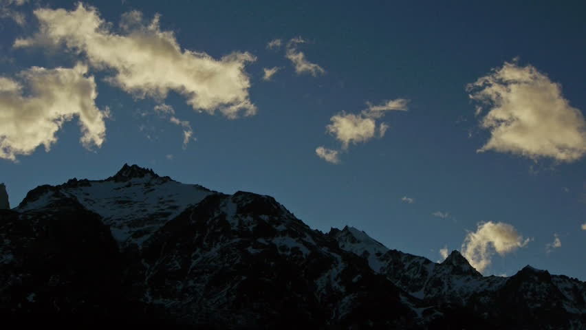 Time lapse during twilight at base of Mount Fitzroy