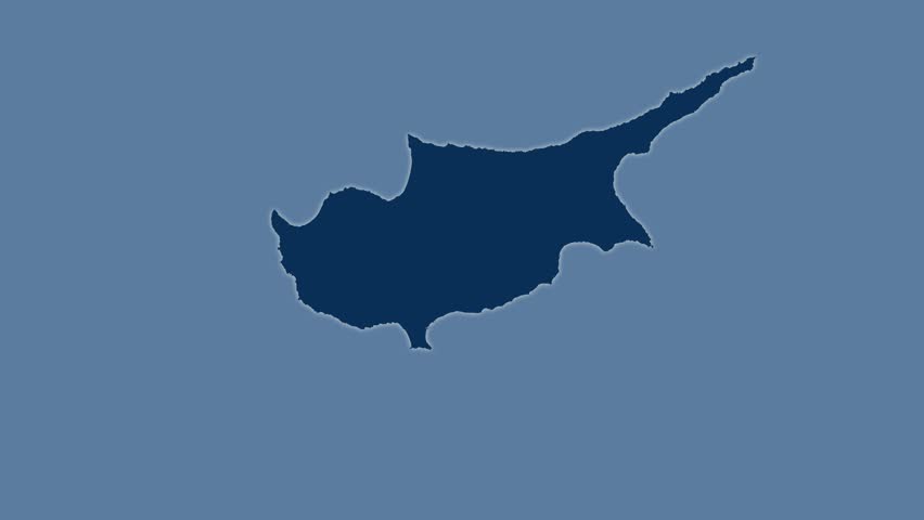 The Cyprus area map in the Azimuthal Equidistant projection. Layers of main cities, capital, administrative borders and graticule. Solid colors