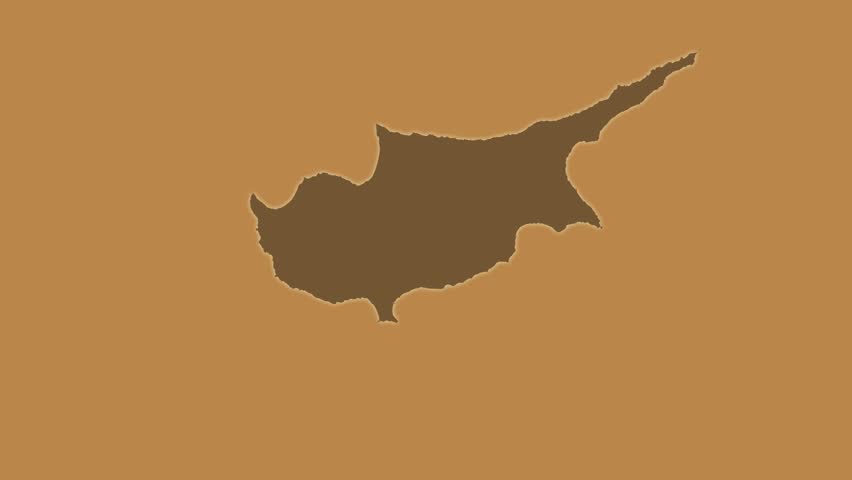 The Cyprus area map in the Azimuthal Equidistant projection. Layers of main cities, capital, administrative borders and graticule. Elevation & bathymetry colored