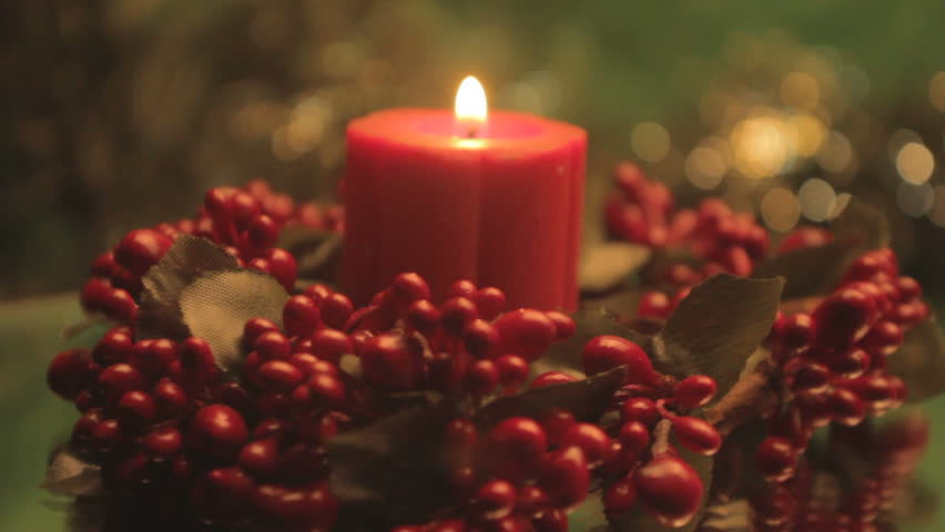 Revolving Christmas Candle with Holly Stock Footage Video (100% Royalty ...