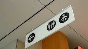 Motion of man and woman washroom logo inside shopping mall with 4k resolution